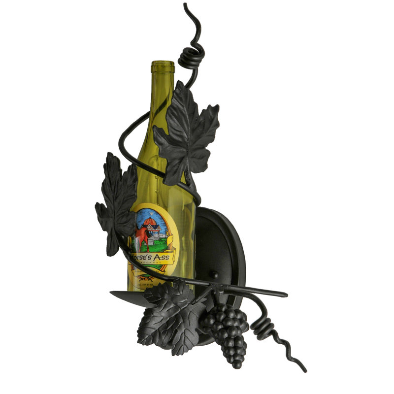 Tuscan Vineyard Black 1-Light Wine Bottle Wall Sconce