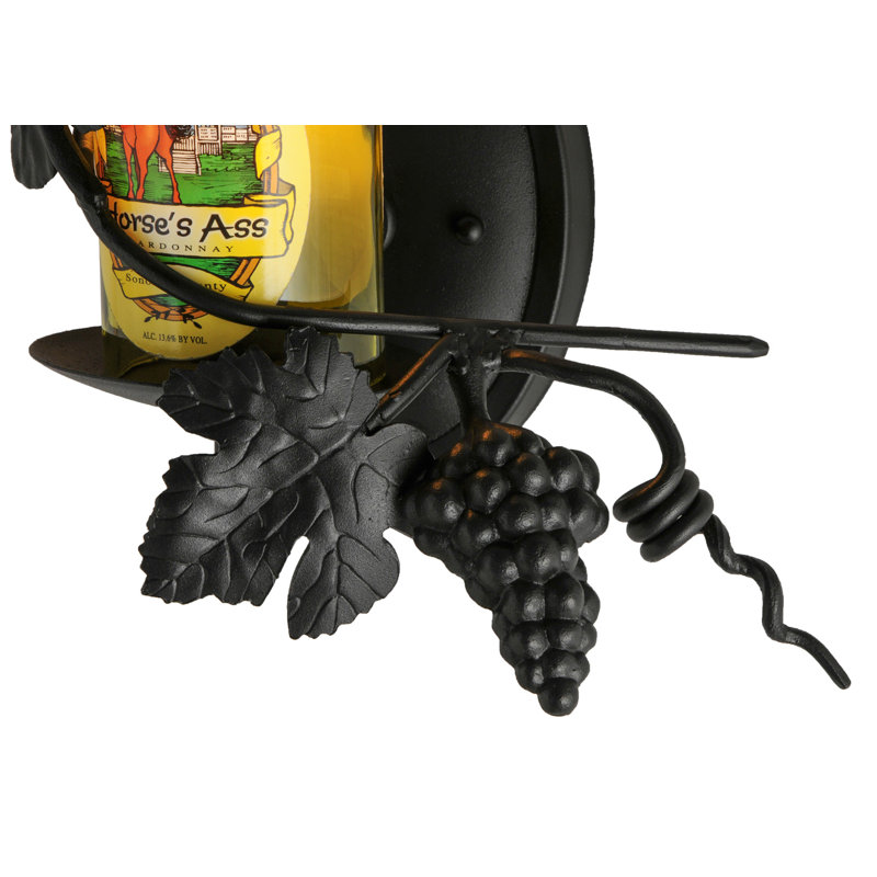 Tuscan Vineyard Black 1-Light Wine Bottle Wall Sconce