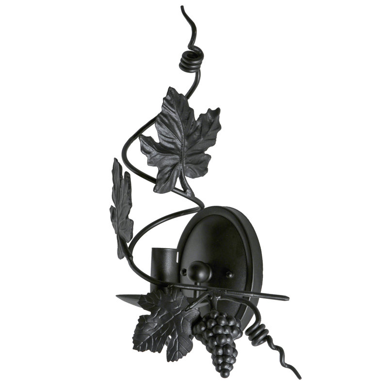 Tuscan Vineyard Black 1-Light Wine Bottle Wall Sconce