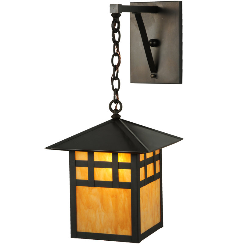 Black Mission Style Hanging Lantern Sconce