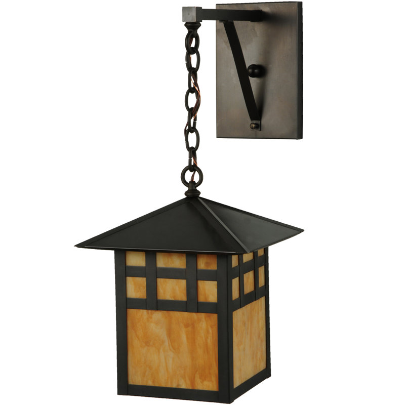 Black Mission Style Hanging Lantern Sconce