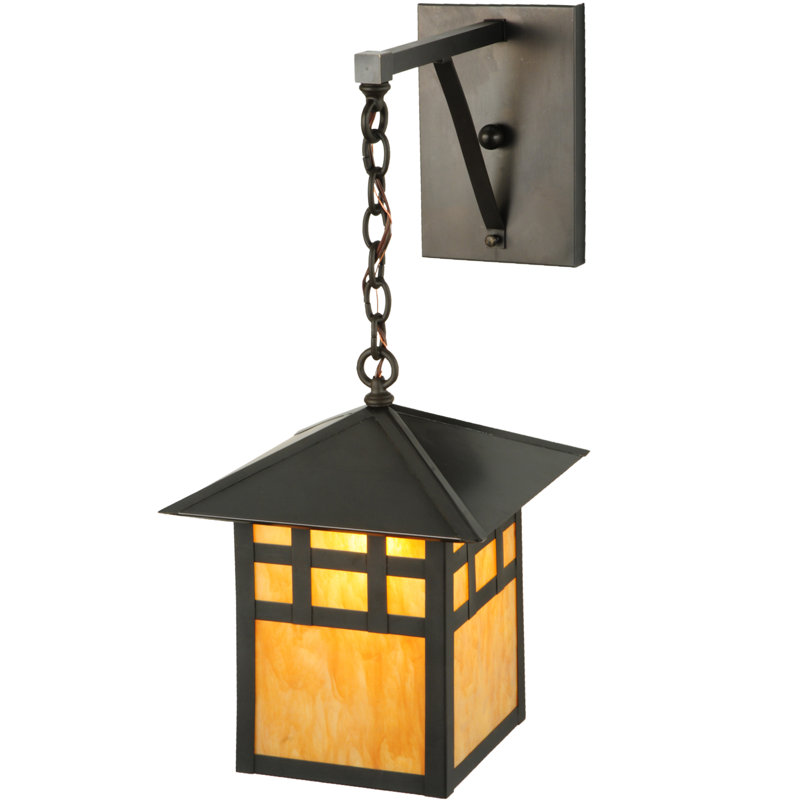 Black Mission Style Hanging Lantern Sconce
