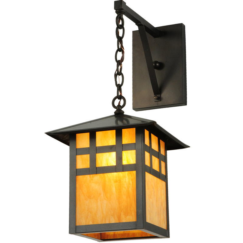 Black Mission Style Hanging Lantern Sconce