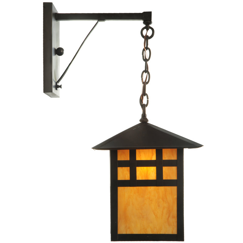 Black Mission Style Hanging Lantern Sconce