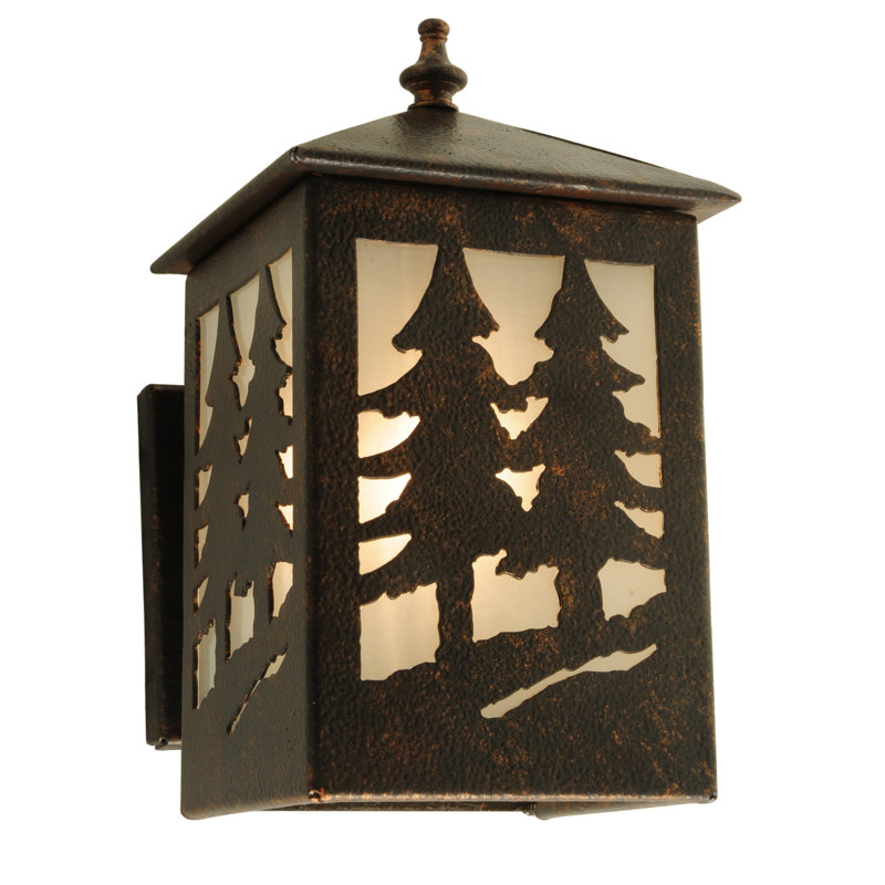 Seneca Tall Pines 1-Light Black Outdoor Wall Sconce