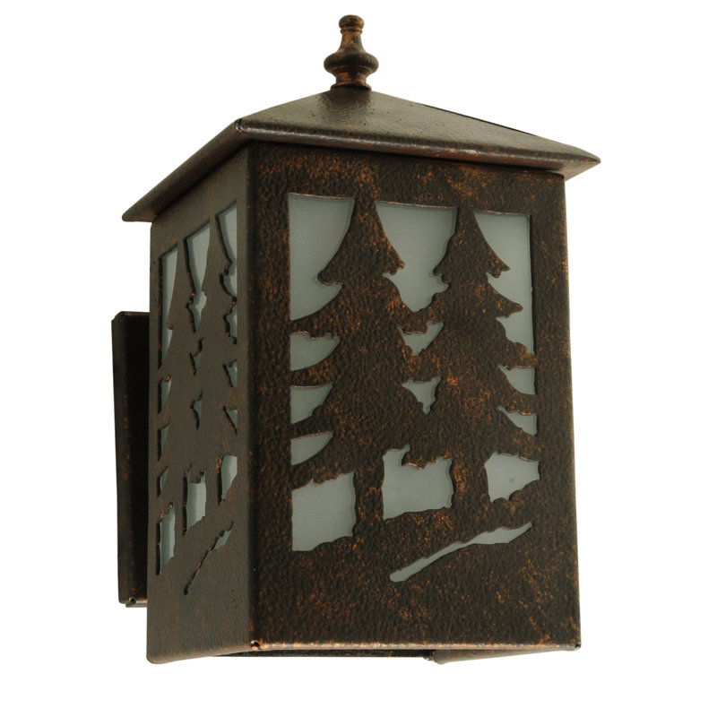 Seneca Tall Pines 1-Light Black Outdoor Wall Sconce