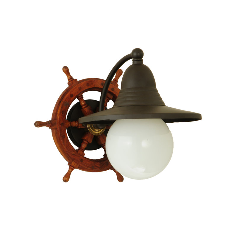 Nautical Bronze 1-Light Wall Sconce with White Energy Star