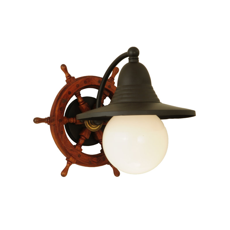 Nautical Bronze 1-Light Wall Sconce with White Energy Star