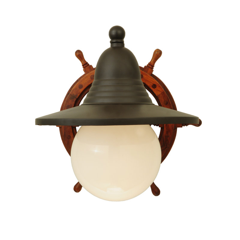 Nautical Bronze 1-Light Wall Sconce with White Energy Star
