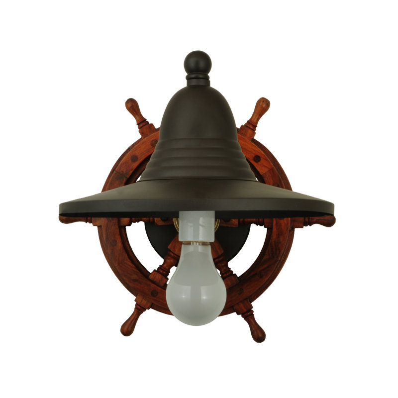 Nautical Bronze 1-Light Wall Sconce with White Energy Star
