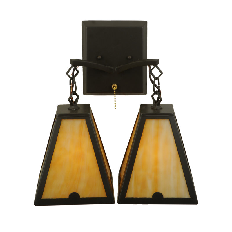 Arnage Dual-Beige Shade Wall Sconce in Timeless Bronze
