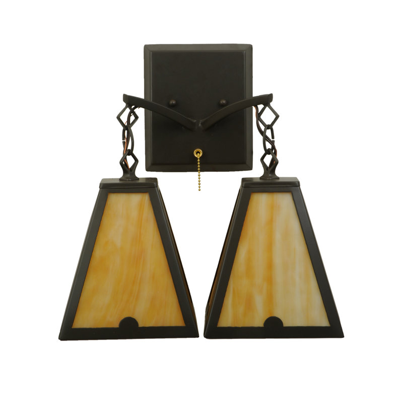 Arnage Dual-Beige Shade Wall Sconce in Timeless Bronze