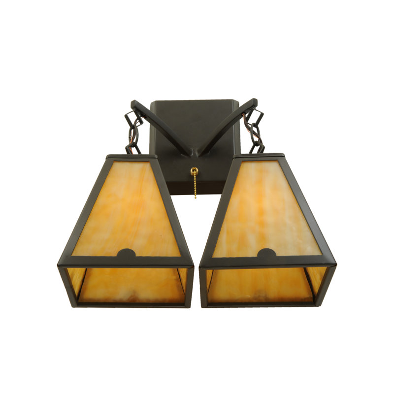 Arnage Dual-Beige Shade Wall Sconce in Timeless Bronze
