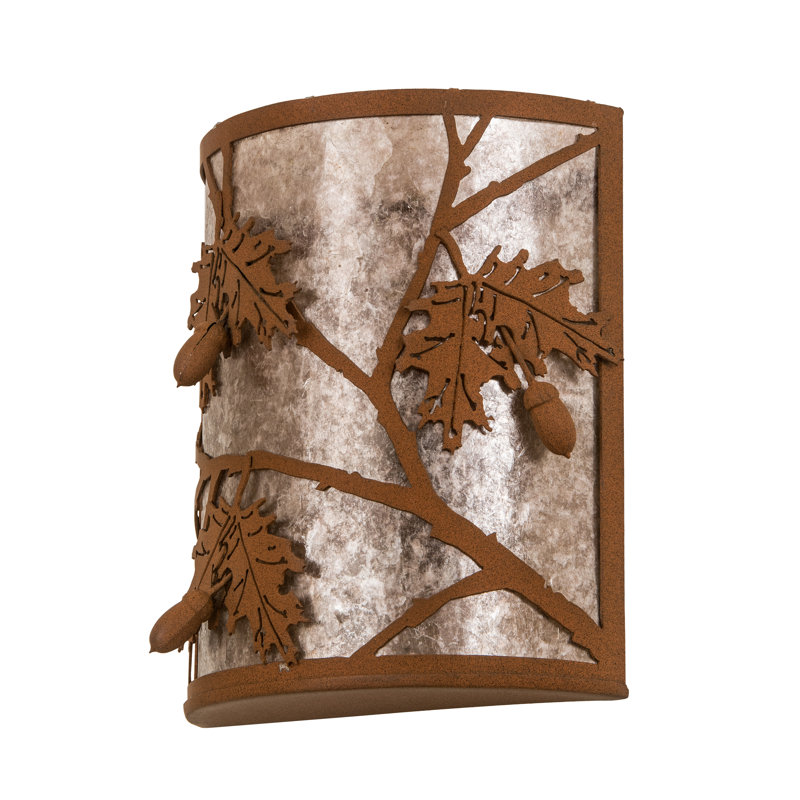 Rustic Bronze Oak Leaf and Acorn Wall Sconce