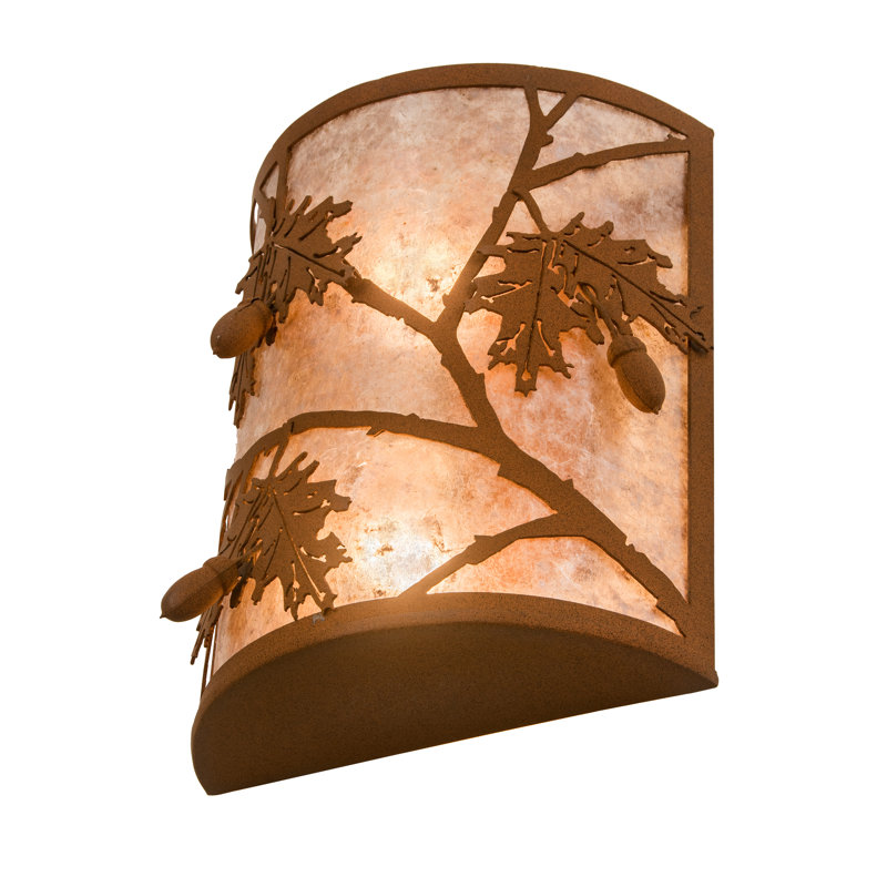 Rustic Bronze Oak Leaf and Acorn Wall Sconce