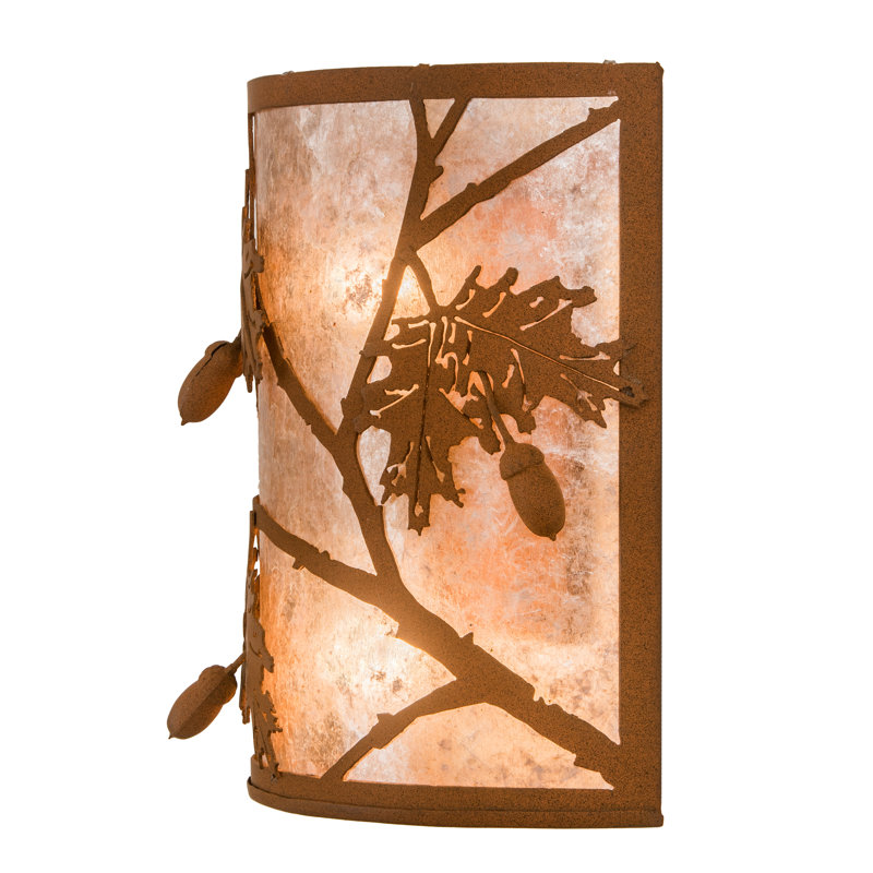 Rustic Bronze Oak Leaf and Acorn Wall Sconce