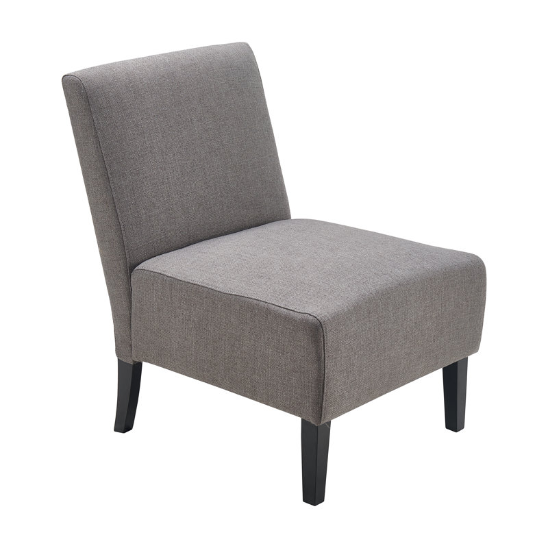 Gray Polyester Armless Slipper Accent Chair