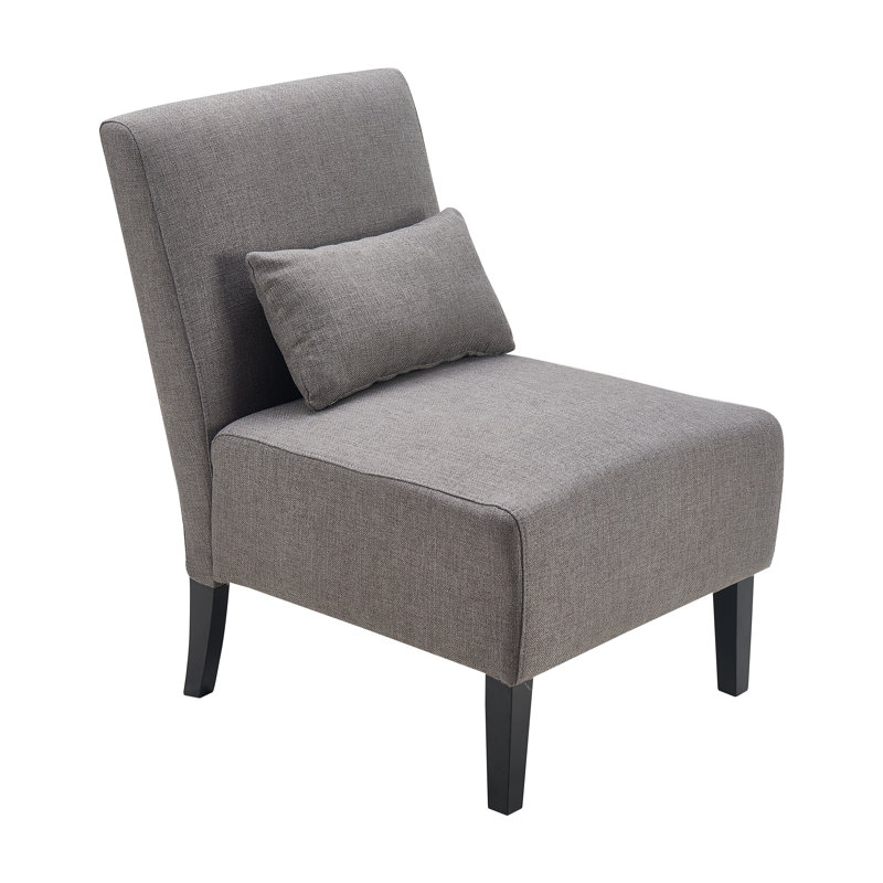 Gray Polyester Armless Slipper Accent Chair