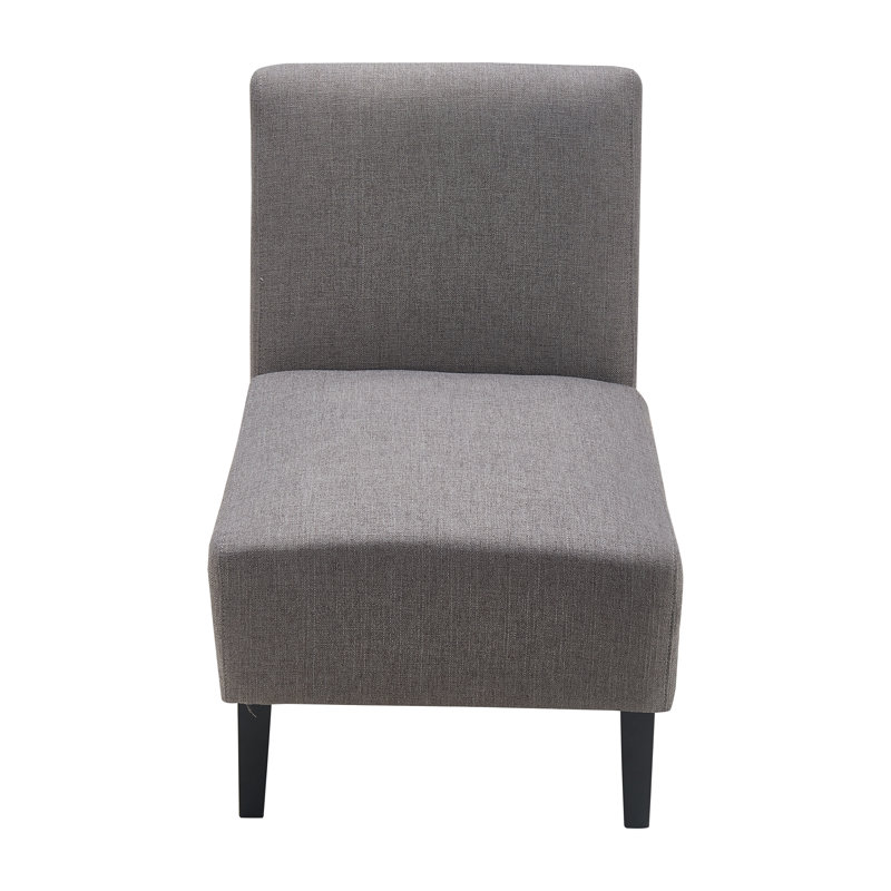 Gray Polyester Armless Slipper Accent Chair