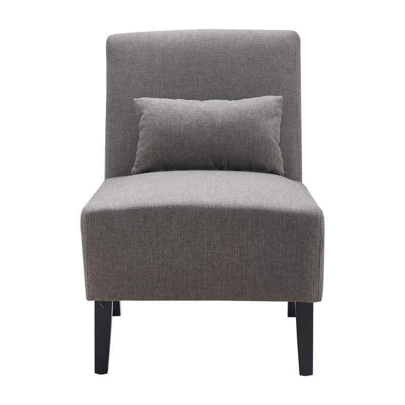 Gray Polyester Armless Slipper Accent Chair