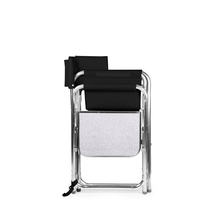 Black Aluminum Camping Chair with Side Table and Storage