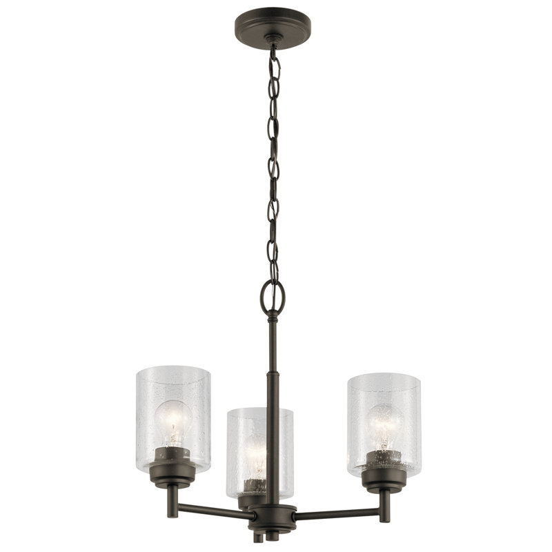 Winslow Bronze 3-Light Mini Chandelier with Clear Glass