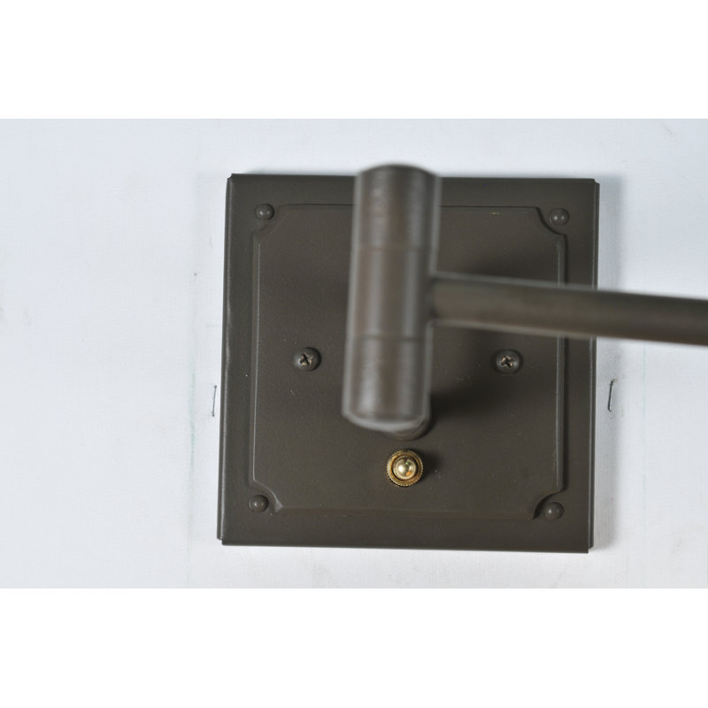 Mission Hill Bronze Swing Arm Sconce with Honey Wispy Shade