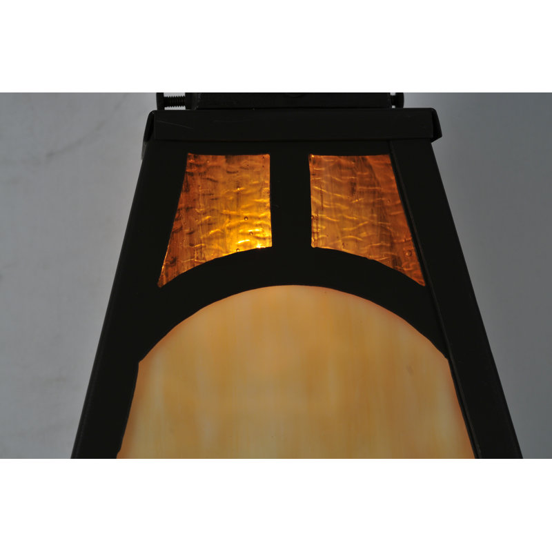 Mission Hill Bronze Swing Arm Sconce with Honey Wispy Shade