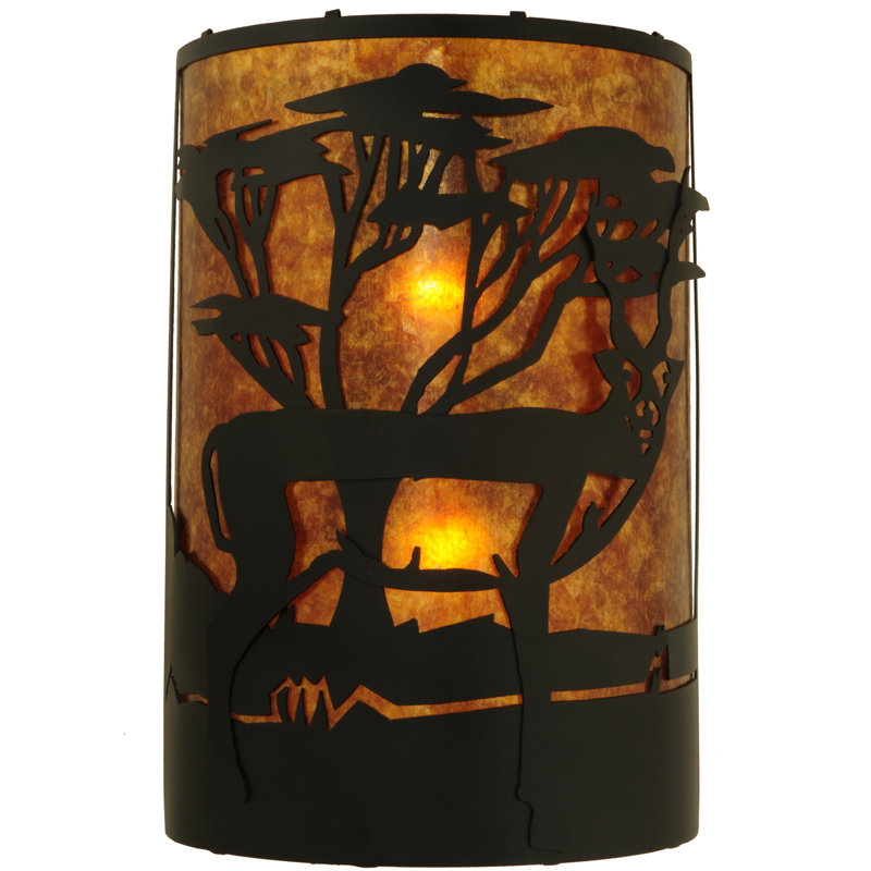 Black and Amber Mica Antelope Wall Sconce