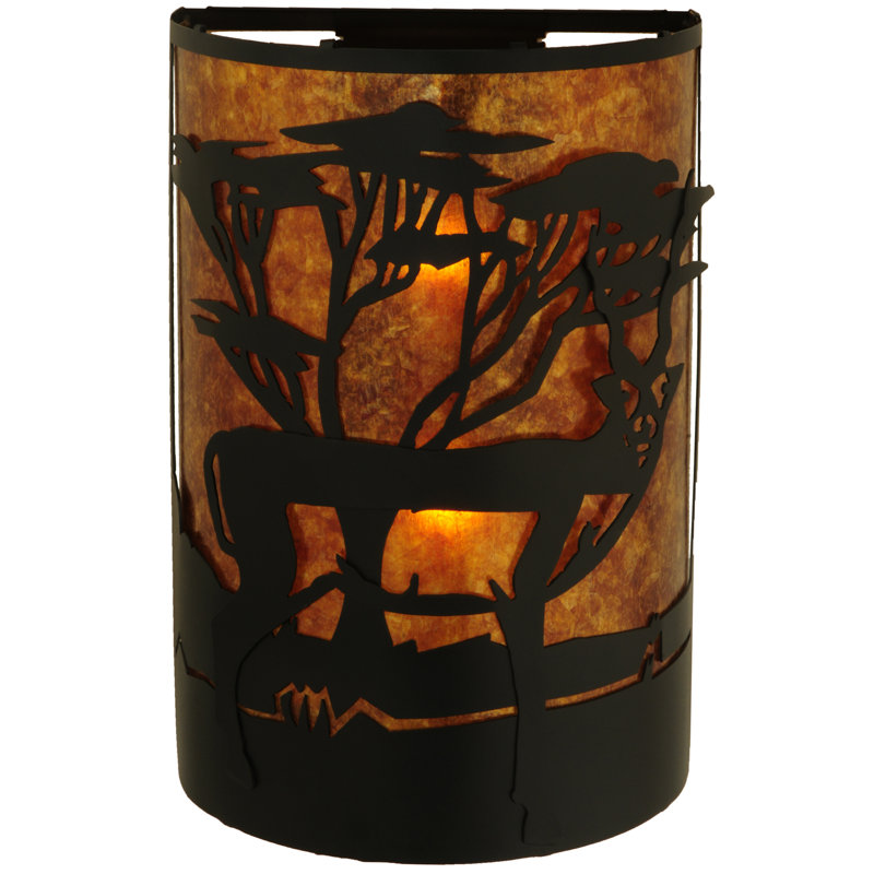 Black and Amber Mica Antelope Wall Sconce