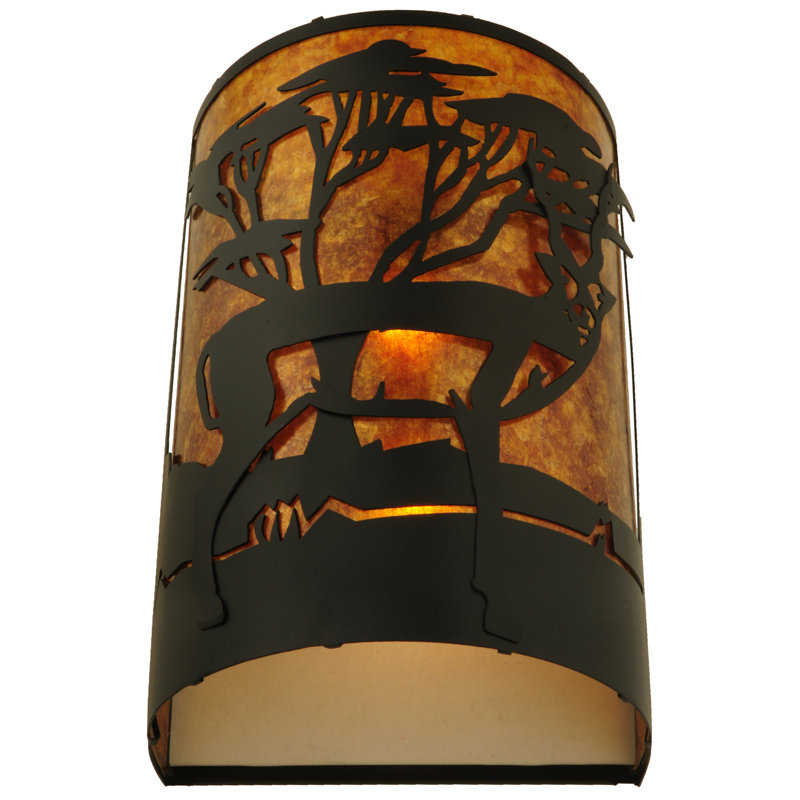 Black and Amber Mica Antelope Wall Sconce