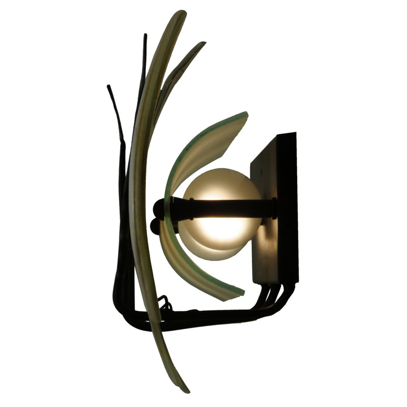 Handcrafted Glass Fish Wall Sconce with Black Accents