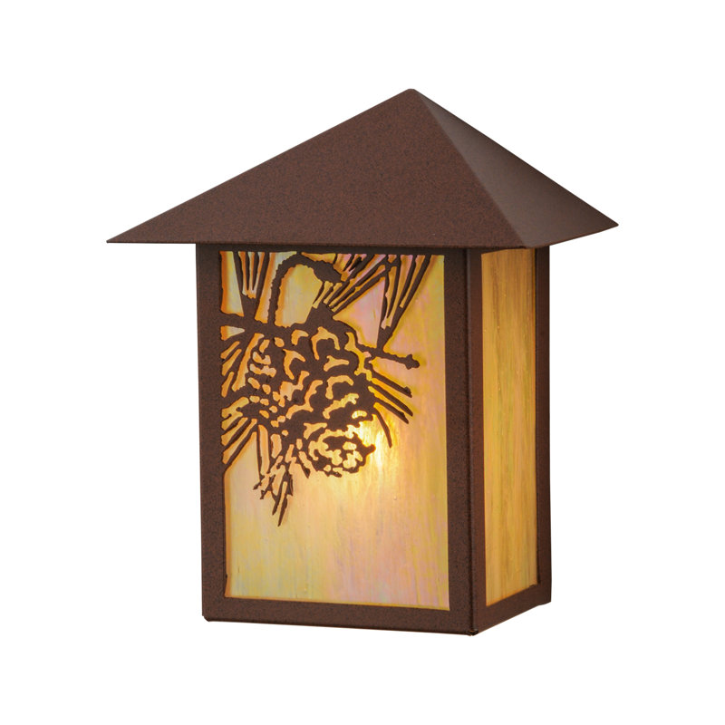 Rustic Pinecone Beige Glass Wall Sconce