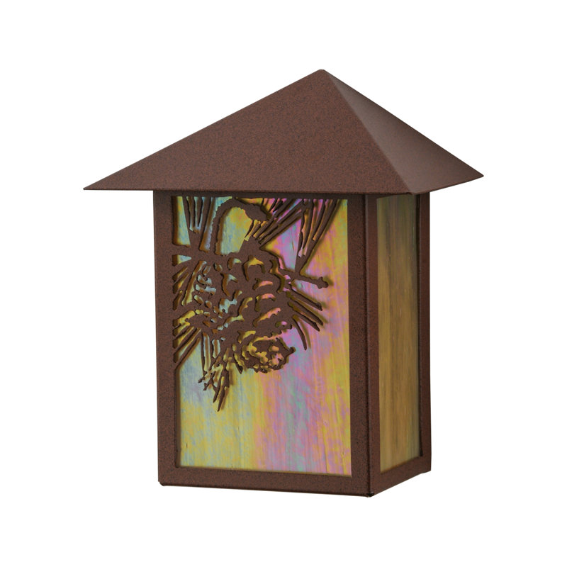 Rustic Pinecone Beige Glass Wall Sconce