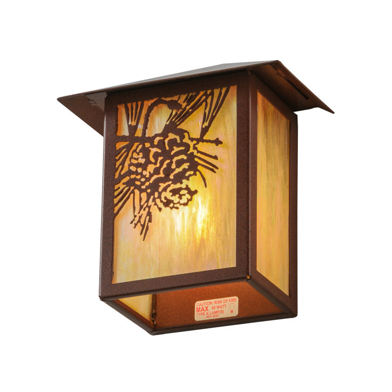 Rustic Pinecone Beige Glass Wall Sconce