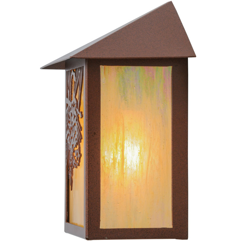 Rustic Pinecone Beige Glass Wall Sconce