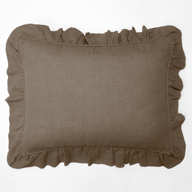 Standard White Cotton Ruffled Cottagecore Pillow Sham
