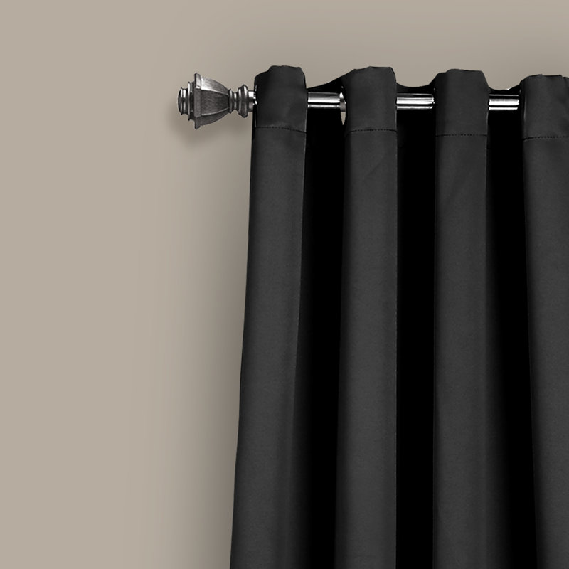 Black Insulated Polyester Blackout Grommet Curtain Panels, 52"W x 95"L