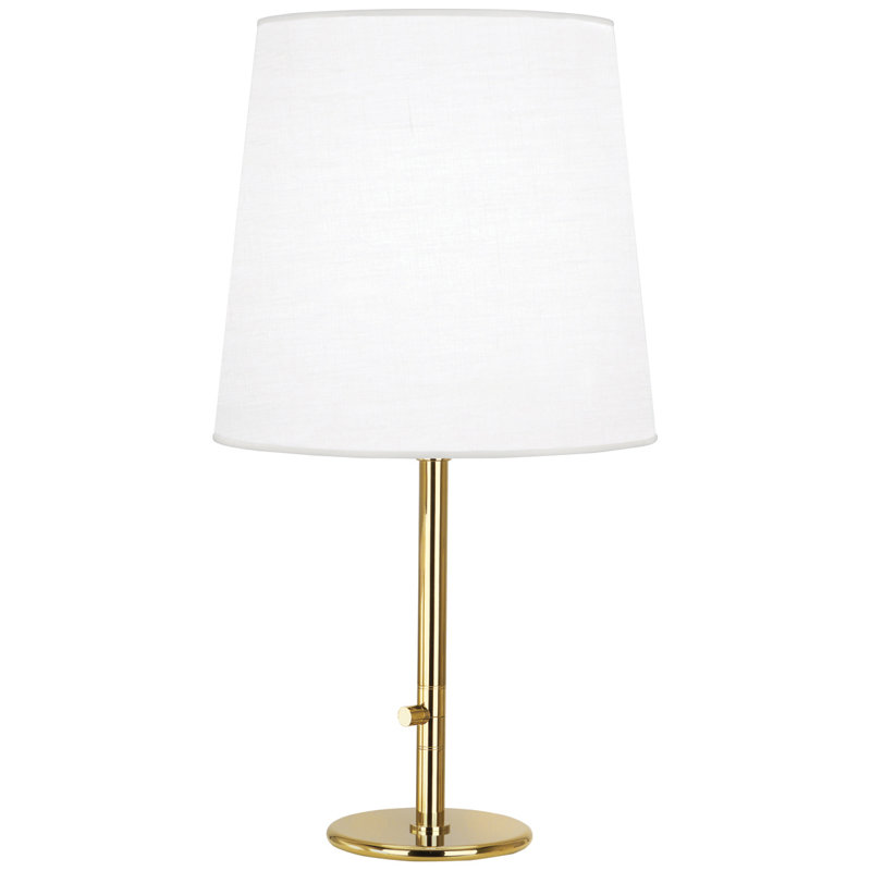 Tall Polished Brass Table Lamp with White Shade