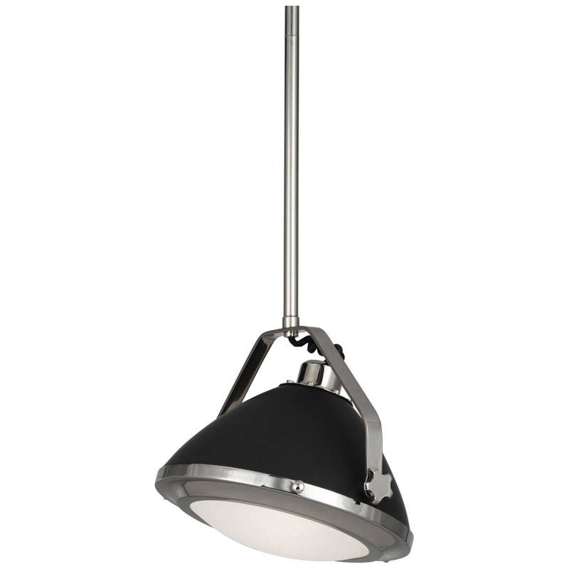 Apollo Matte Black and Antique Brass 10.25" Pendant with Frosted Glass Diffuser