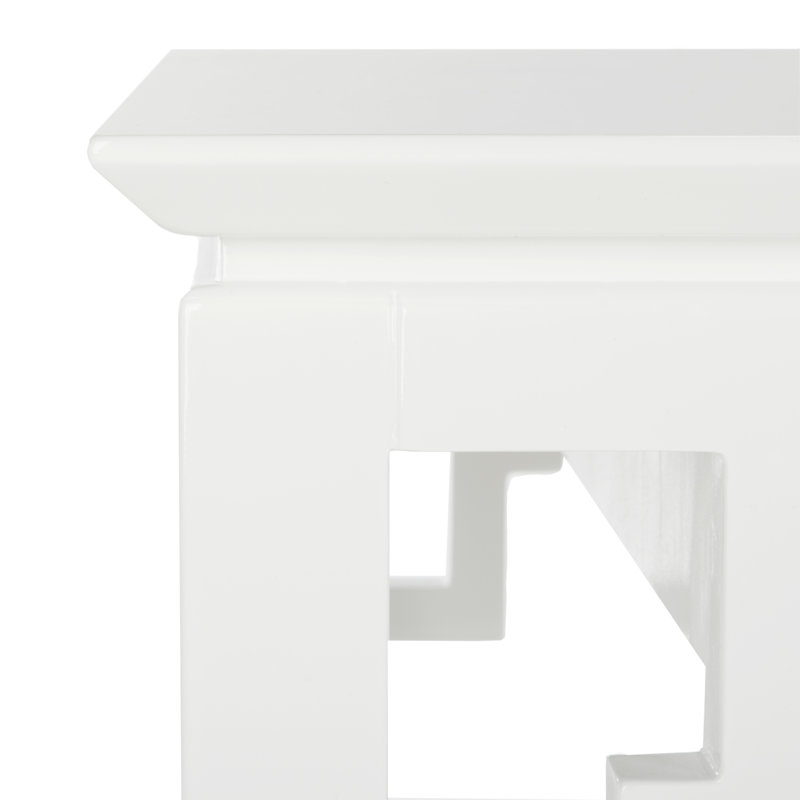 White Wood Writing Desk with Drawer and Lattice Design