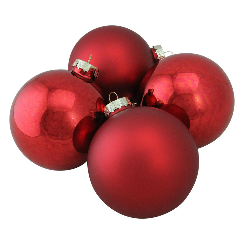 Red and Gold Matte Glass Christmas Ball Ornament Set