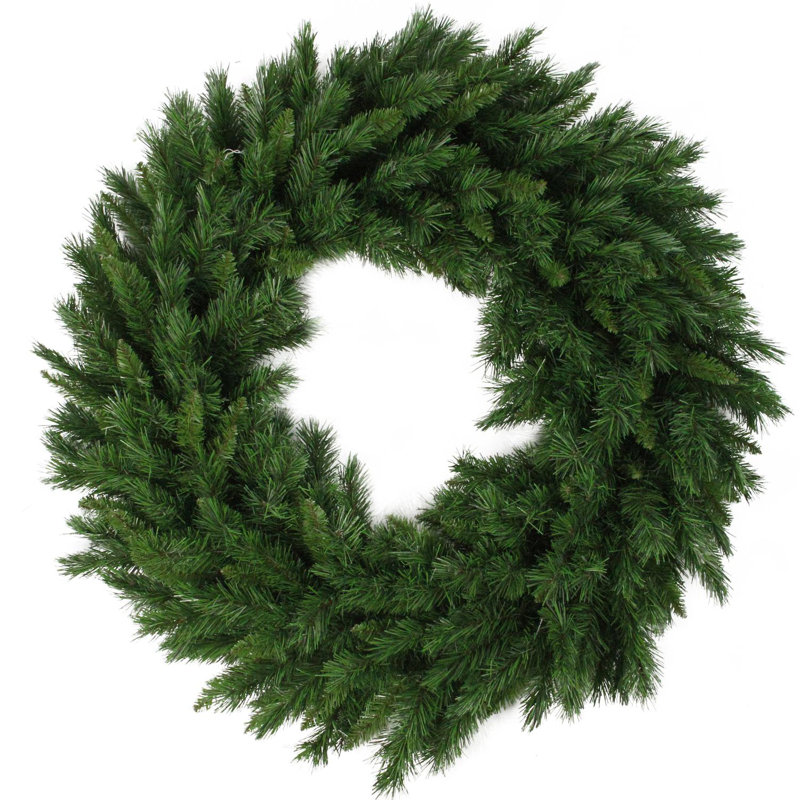 24-Inch Green Artificial Pine Christmas Wreath with Metal Frame