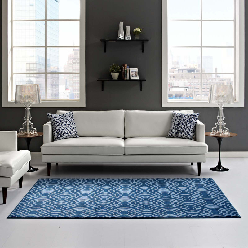 Moroccan Blue and Light Blue Trellis 8' x 10' Synthetic Area Rug