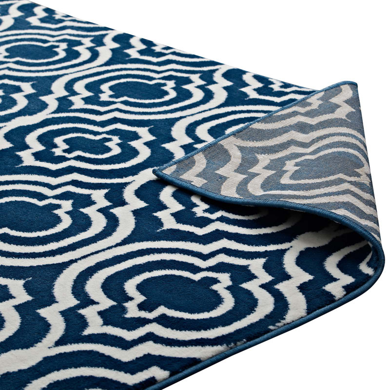 Moroccan Blue and Light Blue Trellis 8' x 10' Synthetic Area Rug
