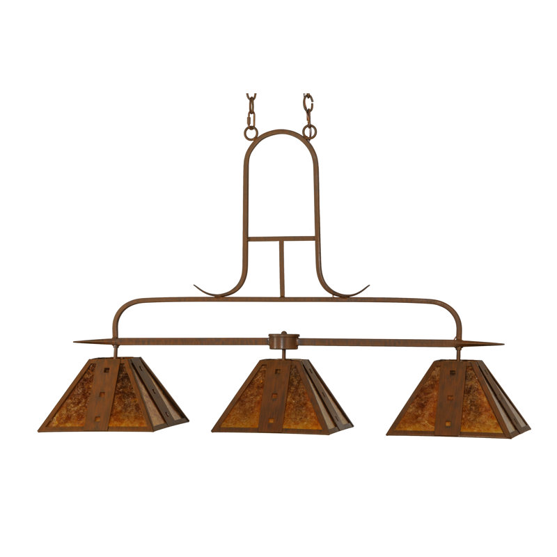 Hanford 3-Light Rustic Iron Amber Mica Island Pendant