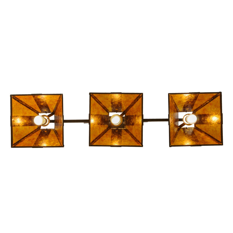 Hanford 3-Light Rustic Iron Amber Mica Island Pendant