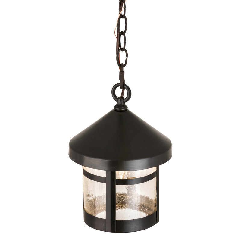 Craftsman Brown Glass LED Indoor/Outdoor Lantern Pendant