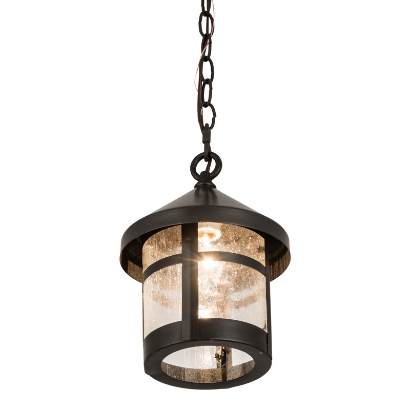 Craftsman Brown Glass LED Indoor/Outdoor Lantern Pendant
