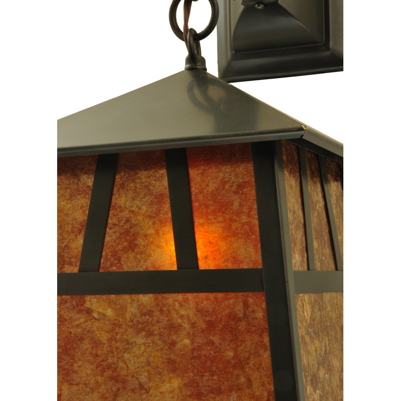 Bronze Brown Dimmable Lantern Wall Sconce with Amber Mica Diffuser